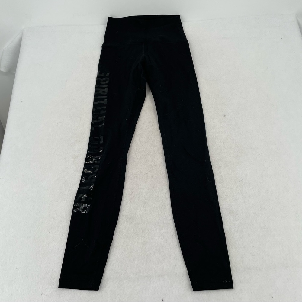 SPIRITUAL GANGSTER Women’s Black Leggings with Shiny Logo down leg size: XS
